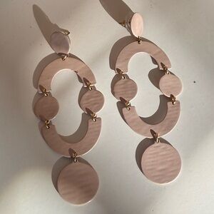 J. Crew chandelier enamel earrings beige geometric modern for pierced ears